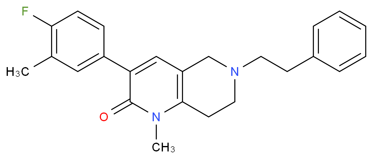 3-(4-fluoro-3-methylphenyl)-1-methyl-6-(2-phenylethyl)-5,6,7,8-tetrahydro-1,6-naphthyridin-2(1H)-one_分子结构_CAS_)
