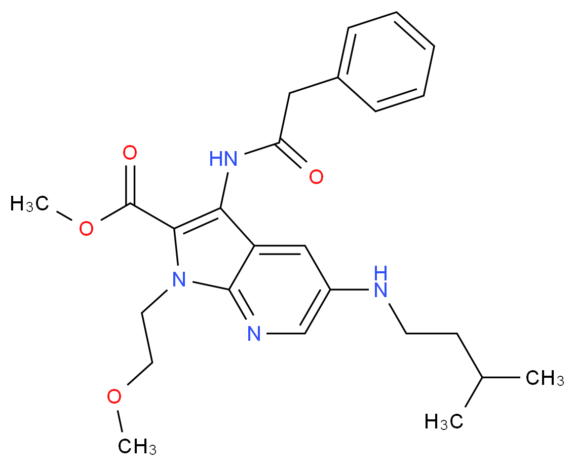 methyl 1-(2-methoxyethyl)-5-[(3-methylbutyl)amino]-3-[(phenylacetyl)amino]-1H-pyrrolo[2,3-b]pyridine-2-carboxylate_分子结构_CAS_)