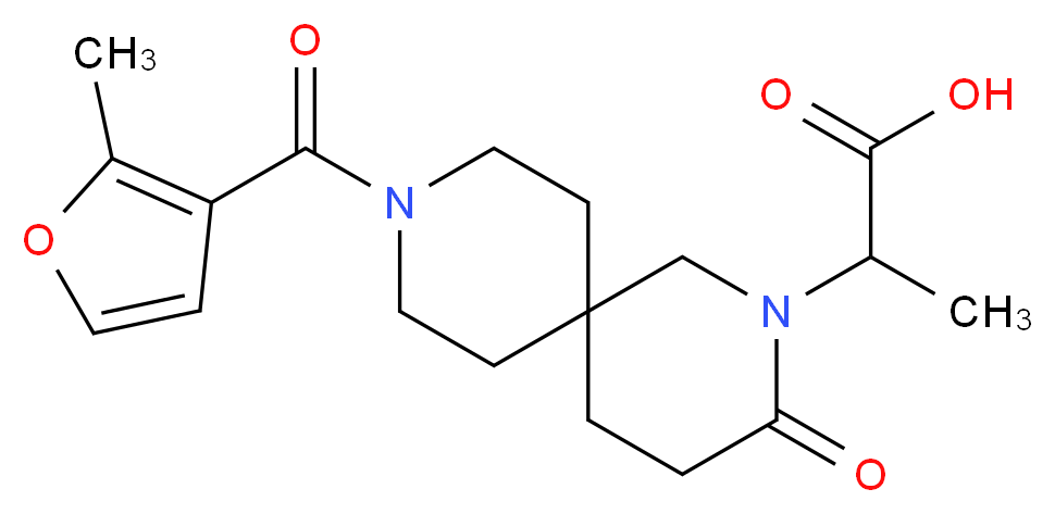 2-[9-(2-methyl-3-furoyl)-3-oxo-2,9-diazaspiro[5.5]undec-2-yl]propanoic acid_分子结构_CAS_)