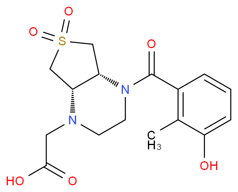 [(4aR*,7aS*)-4-(3-hydroxy-2-methylbenzoyl)-6,6-dioxidohexahydrothieno[3,4-b]pyrazin-1(2H)-yl]acetic acid_分子结构_CAS_)