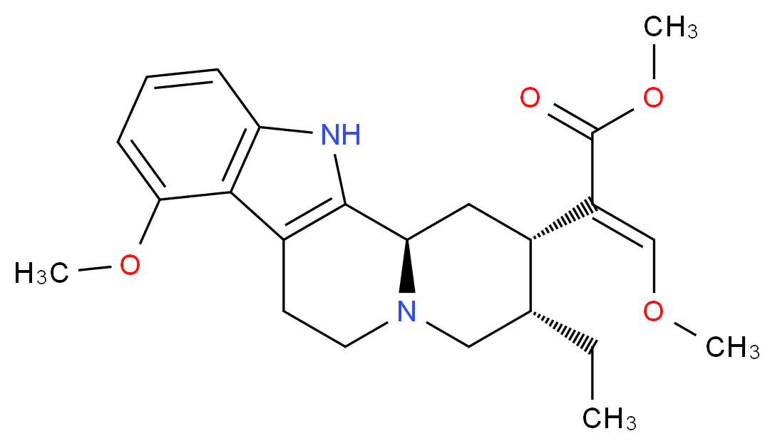 methyl (2E)-2-[(2S,3S,12bR)-3-ethyl-8-methoxy-1H,2H,3H,4H,6H,7H,12H,12bH-indolo[2,3-a]quinolizin-2-yl]-3-methoxyprop-2-enoate_分子结构_CAS_14382-79-7