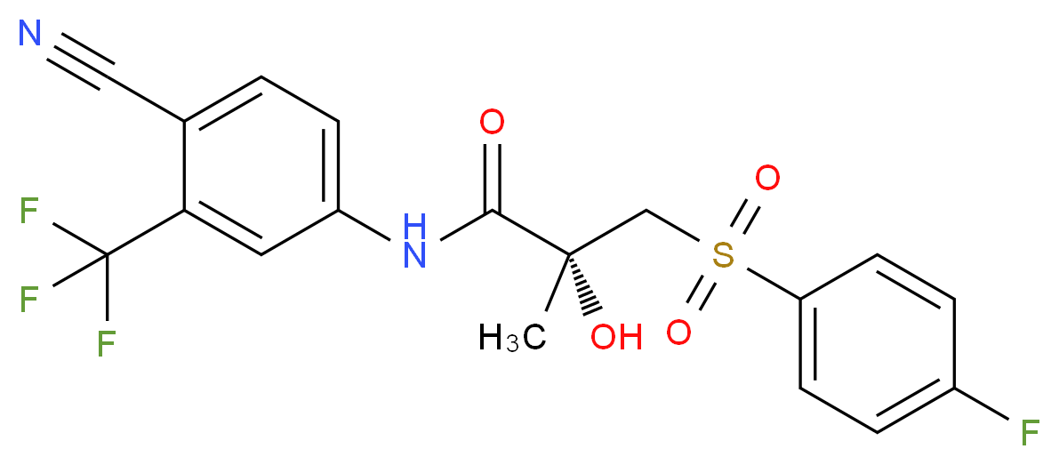 (2R)-N-[4-cyano-3-(trifluoromethyl)phenyl]-3-(4-fluorobenzenesulfonyl)-2-hydroxy-2-methylpropanamide_分子结构_CAS_113299-40-4