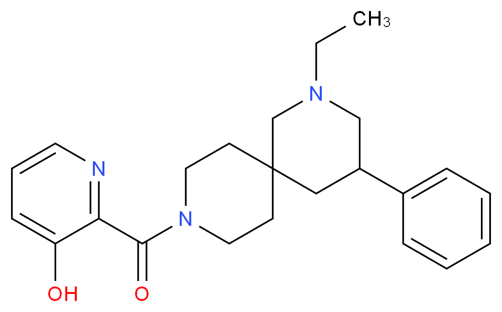 2-[(2-ethyl-4-phenyl-2,9-diazaspiro[5.5]undec-9-yl)carbonyl]-3-pyridinol_分子结构_CAS_)