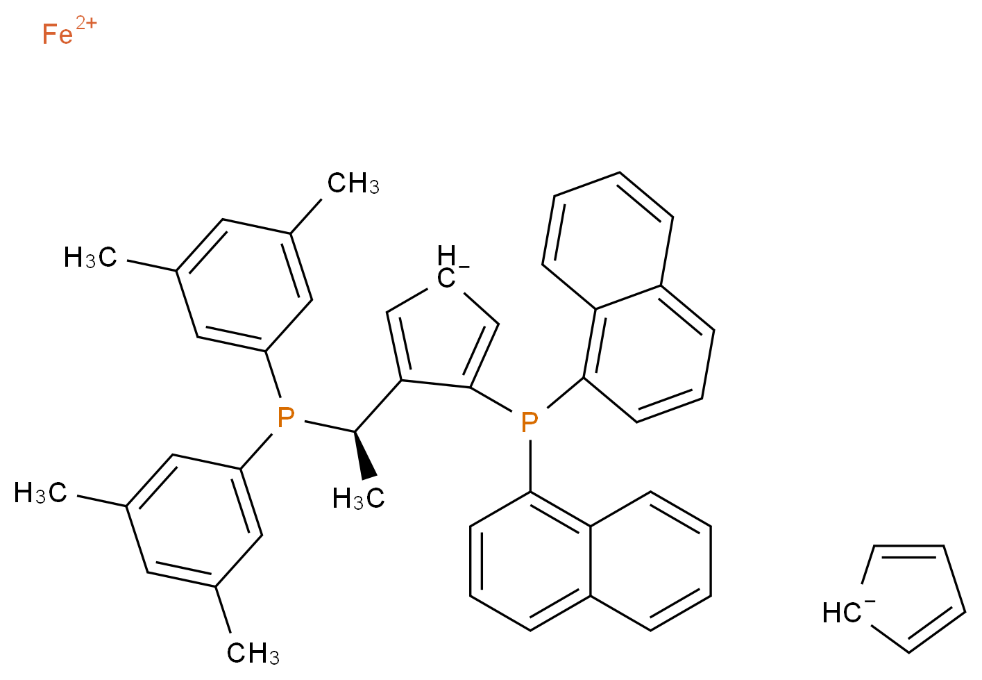 (R)-1-{(SP)-2-[二(1-萘基)膦]二茂铁基}乙基二(3,5-二甲苯基)膦_分子结构_CAS_851308-40-2)
