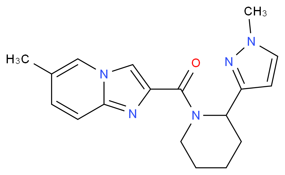 6-methyl-2-{[2-(1-methyl-1H-pyrazol-3-yl)-1-piperidinyl]carbonyl}imidazo[1,2-a]pyridine_分子结构_CAS_)