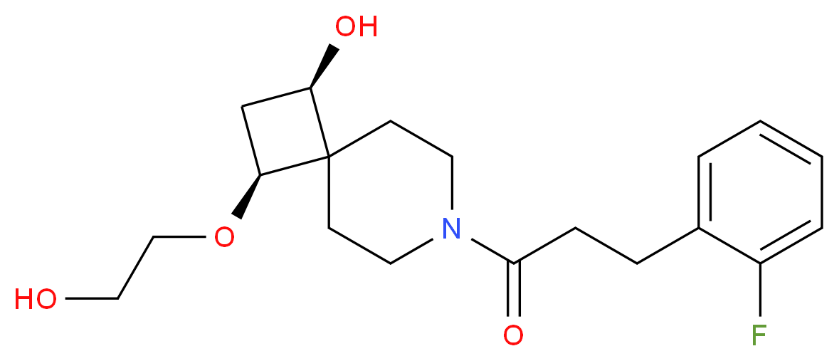 (1R*,3S*)-7-[3-(2-fluorophenyl)propanoyl]-3-(2-hydroxyethoxy)-7-azaspiro[3.5]nonan-1-ol_分子结构_CAS_)