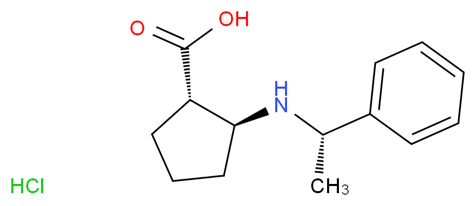 (1S,2S)-2-(((S)-1-Phenylethyl)aMino)cyclopentanecarboxylic acid hydrochloride_分子结构_CAS_359586-68-8)