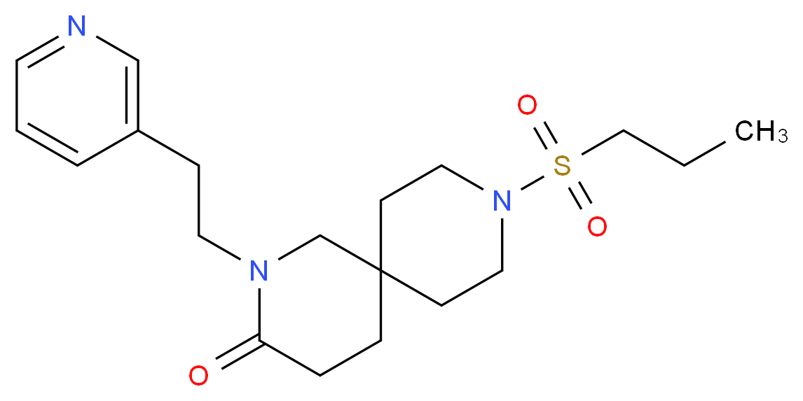 9-(propylsulfonyl)-2-(2-pyridin-3-ylethyl)-2,9-diazaspiro[5.5]undecan-3-one_分子结构_CAS_)