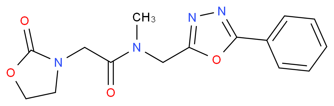 N-methyl-2-(2-oxo-1,3-oxazolidin-3-yl)-N-[(5-phenyl-1,3,4-oxadiazol-2-yl)methyl]acetamide_分子结构_CAS_)