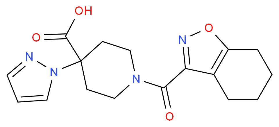 4-(1H-pyrazol-1-yl)-1-(4,5,6,7-tetrahydro-1,2-benzisoxazol-3-ylcarbonyl)piperidine-4-carboxylic acid_分子结构_CAS_)