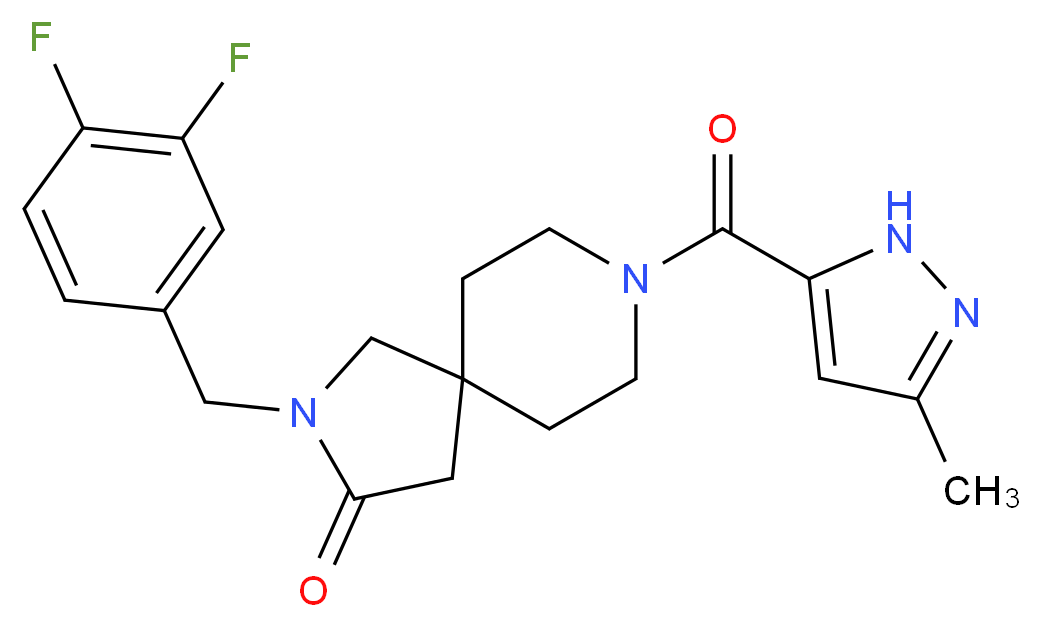 2-(3,4-difluorobenzyl)-8-[(3-methyl-1H-pyrazol-5-yl)carbonyl]-2,8-diazaspiro[4.5]decan-3-one_分子结构_CAS_)