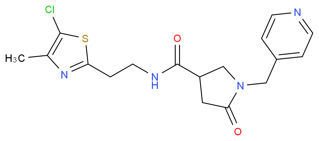 N-[2-(5-chloro-4-methyl-1,3-thiazol-2-yl)ethyl]-5-oxo-1-(4-pyridinylmethyl)-3-pyrrolidinecarboxamide_分子结构_CAS_)