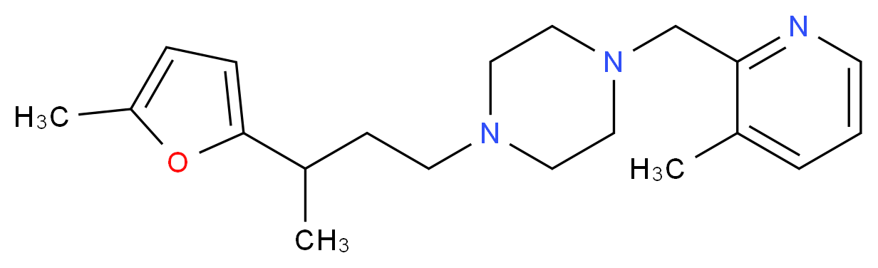 1-[3-(5-methyl-2-furyl)butyl]-4-[(3-methyl-2-pyridinyl)methyl]piperazine_分子结构_CAS_)