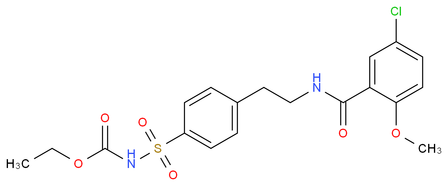 ethyl N-(4-{2-[(5-chloro-2-methoxyphenyl)formamido]ethyl}benzenesulfonyl)carbamate_分子结构_CAS_14511-59-2