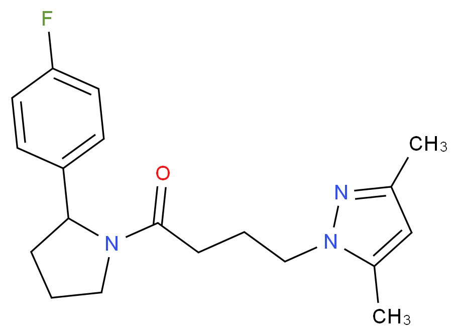 1-{4-[2-(4-fluorophenyl)-1-pyrrolidinyl]-4-oxobutyl}-3,5-dimethyl-1H-pyrazole_分子结构_CAS_)
