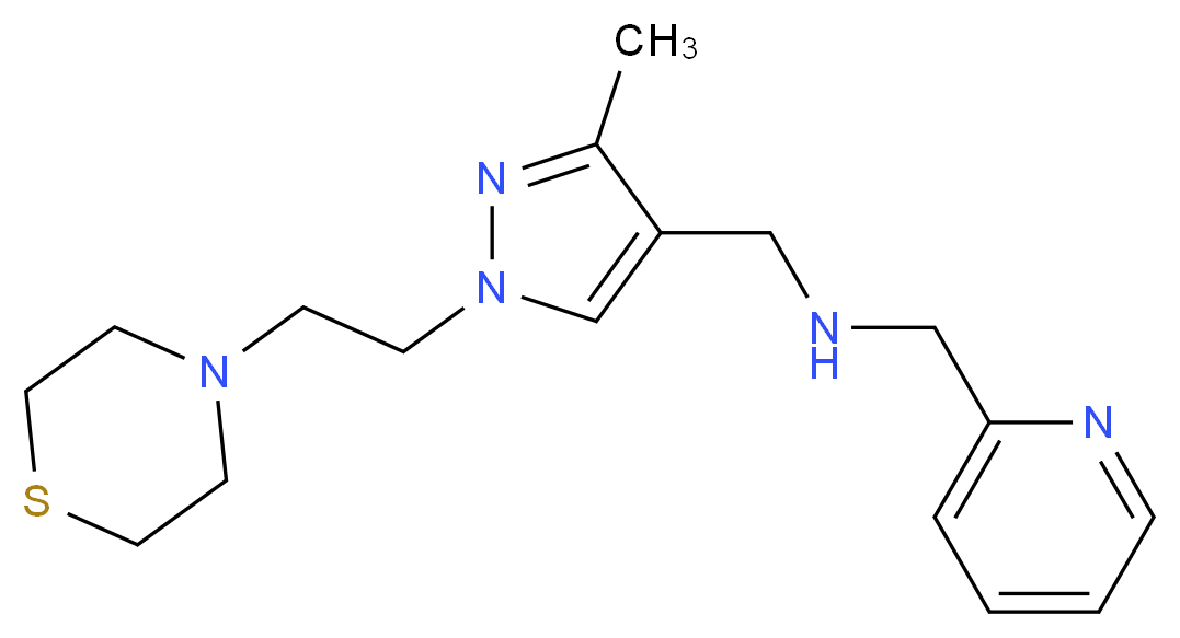 1-[3-methyl-1-(2-thiomorpholin-4-ylethyl)-1H-pyrazol-4-yl]-N-(pyridin-2-ylmethyl)methanamine_分子结构_CAS_)