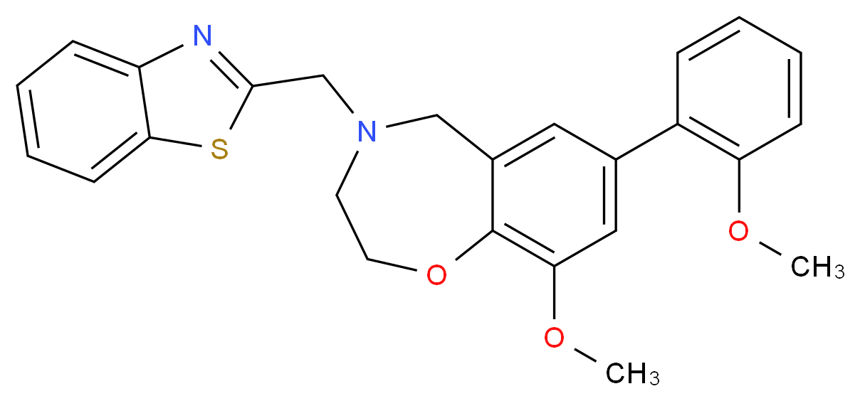 4-(1,3-benzothiazol-2-ylmethyl)-9-methoxy-7-(2-methoxyphenyl)-2,3,4,5-tetrahydro-1,4-benzoxazepine_分子结构_CAS_)