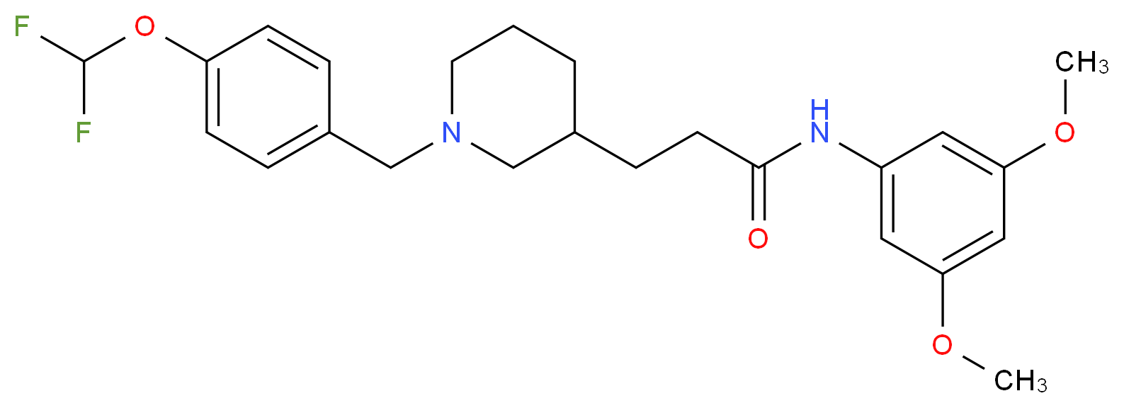 3-{1-[4-(difluoromethoxy)benzyl]-3-piperidinyl}-N-(3,5-dimethoxyphenyl)propanamide_分子结构_CAS_)