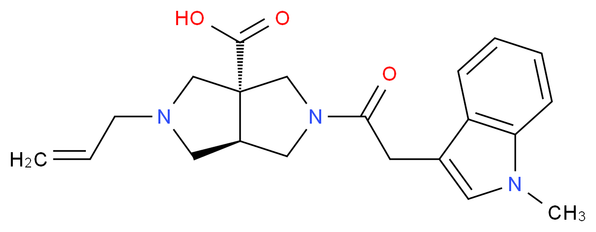 (3aR*,6aR*)-2-allyl-5-[(1-methyl-1H-indol-3-yl)acetyl]hexahydropyrrolo[3,4-c]pyrrole-3a(1H)-carboxylic acid_分子结构_CAS_)