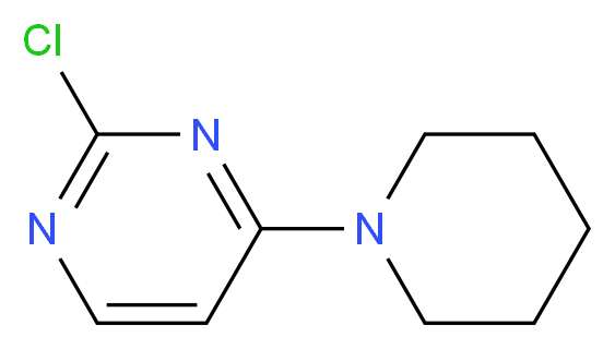 2-chloro-4-(piperidin-1-yl)pyrimidine_分子结构_CAS_5429-00-5