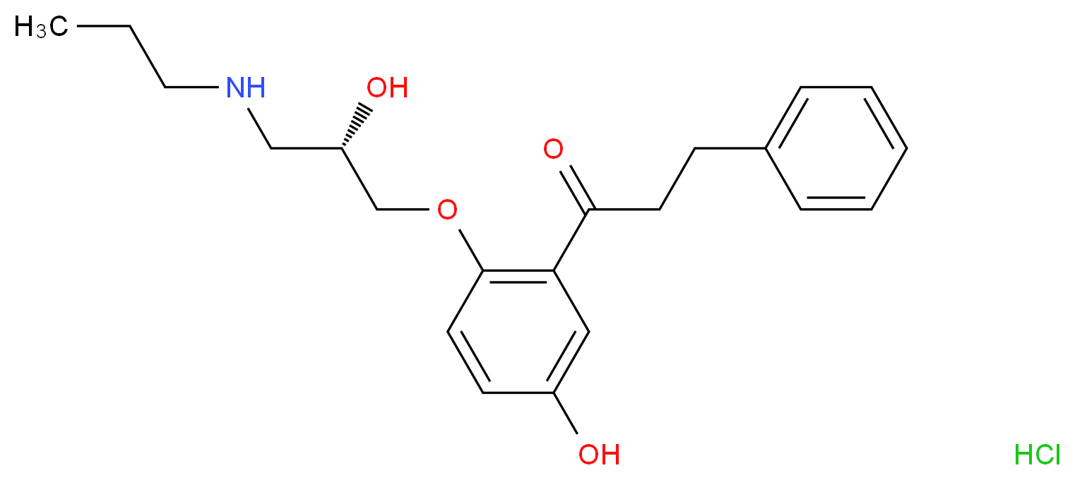 1-{5-hydroxy-2-[(2S)-2-hydroxy-3-(propylamino)propoxy]phenyl}-3-phenylpropan-1-one hydrochloride_分子结构_CAS_158080-71-8