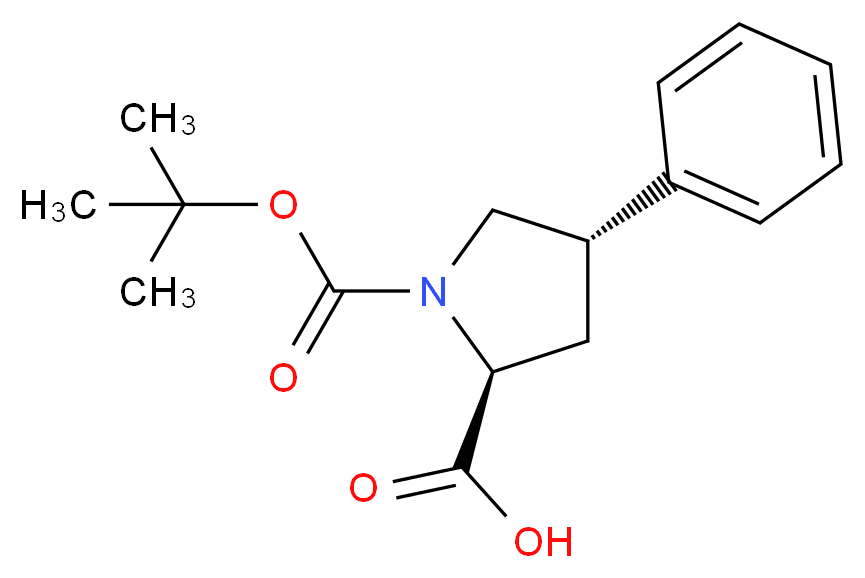 (2S,4S)-1-[(tert-butoxy)carbonyl]-4-phenylpyrrolidine-2-carboxylic acid_分子结构_CAS_96314-29-3