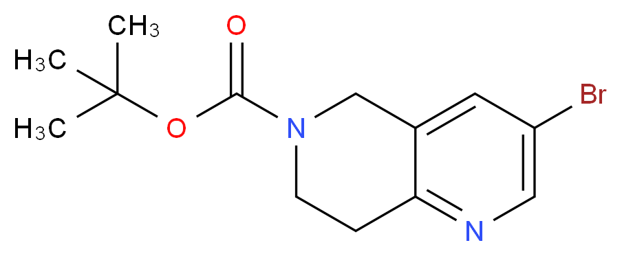 tert-butyl 3-bromo-5,6,7,8-tetrahydro-1,6-naphthyridine-6-carboxylate_分子结构_CAS_1184950-48-8