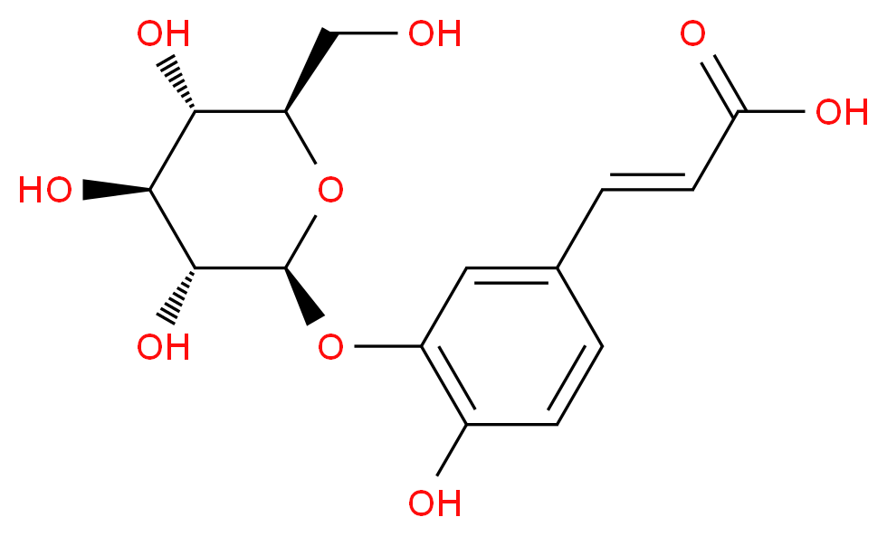 (2E)-3-(4-hydroxy-3-{[(2S,3R,4S,5S,6R)-3,4,5-trihydroxy-6-(hydroxymethyl)oxan-2-yl]oxy}phenyl)prop-2-enoic acid_分子结构_CAS_24959-81-7