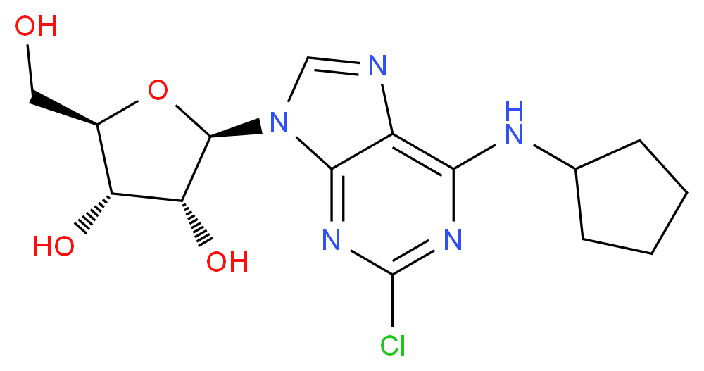 2-CHLORO-N<sup>6</sup>-CYCLO-PENTYLADENOSINE_分子结构_CAS_37739-05-2)