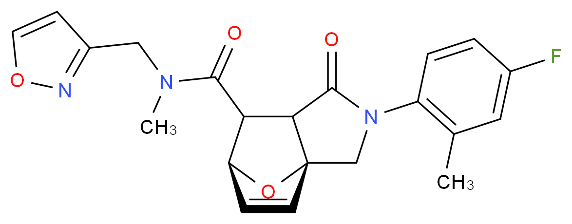 (3aR*,6S*)-2-(4-fluoro-2-methylphenyl)-N-(isoxazol-3-ylmethyl)-N-methyl-1-oxo-1,2,3,6,7,7a-hexahydro-3a,6-epoxyisoindole-7-carboxamide_分子结构_CAS_)