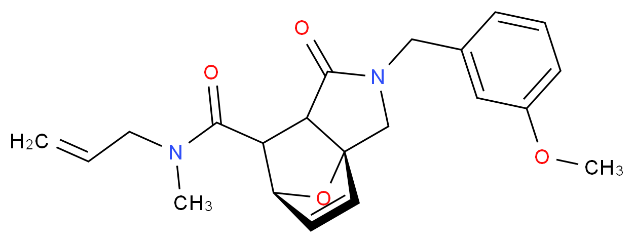(3aR*,6S*)-N-allyl-2-(3-methoxybenzyl)-N-methyl-1-oxo-1,2,3,6,7,7a-hexahydro-3a,6-epoxyisoindole-7-carboxamide_分子结构_CAS_)