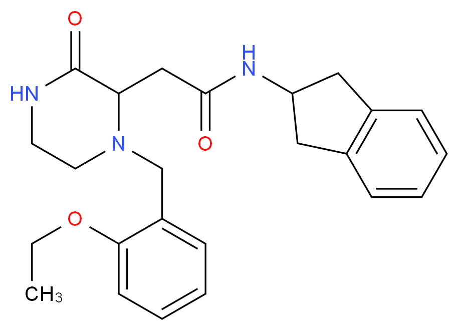 N-(2,3-dihydro-1H-inden-2-yl)-2-[1-(2-ethoxybenzyl)-3-oxo-2-piperazinyl]acetamide_分子结构_CAS_)