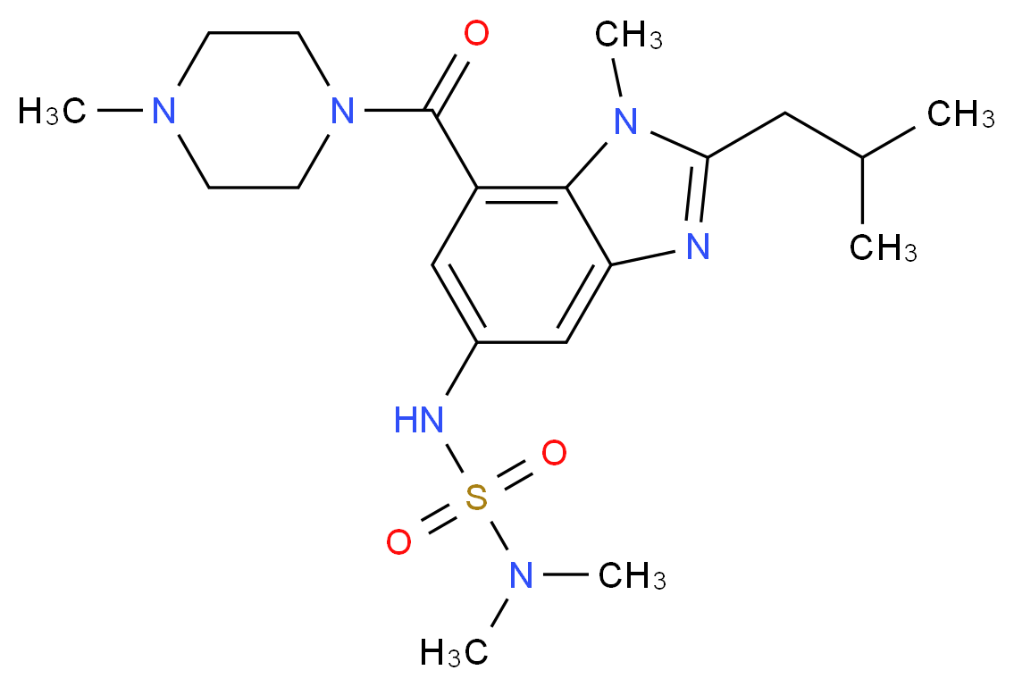 N'-{2-isobutyl-1-methyl-7-[(4-methyl-1-piperazinyl)carbonyl]-1H-benzimidazol-5-yl}-N,N-dimethylsulfamide_分子结构_CAS_)