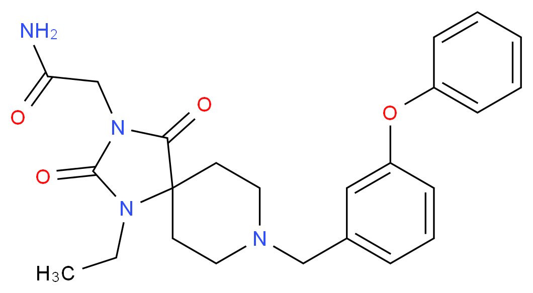 2-[1-ethyl-2,4-dioxo-8-(3-phenoxybenzyl)-1,3,8-triazaspiro[4.5]dec-3-yl]acetamide_分子结构_CAS_)