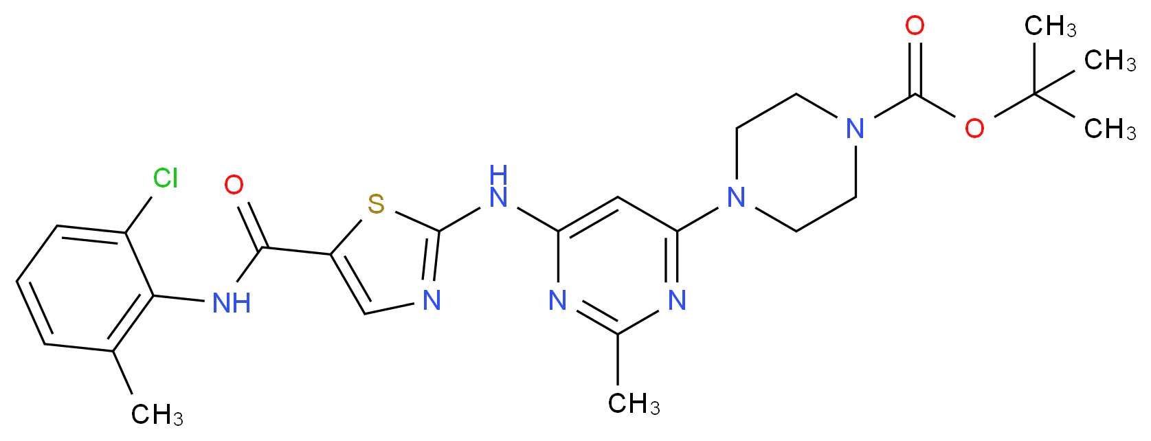 N-Boc-N-deshydroxyethyl Dasatinib_分子结构_CAS_1159977-13-5)