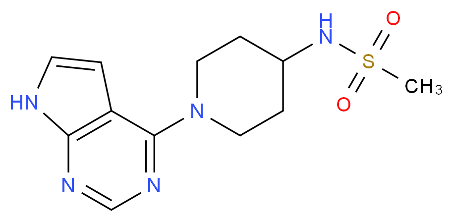 N-[1-(7H-pyrrolo[2,3-d]pyrimidin-4-yl)-4-piperidinyl]methanesulfonamide_分子结构_CAS_)