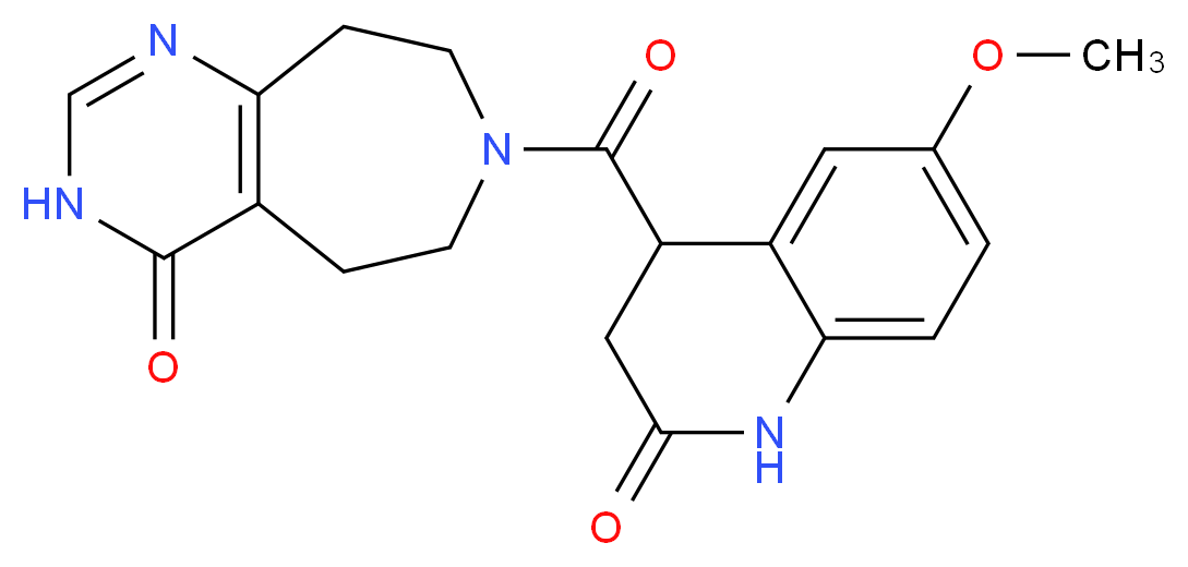 7-[(6-methoxy-2-oxo-1,2,3,4-tetrahydro-4-quinolinyl)carbonyl]-3,5,6,7,8,9-hexahydro-4H-pyrimido[4,5-d]azepin-4-one_分子结构_CAS_)
