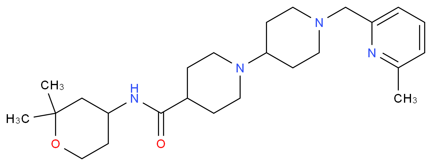 N-(2,2-dimethyltetrahydro-2H-pyran-4-yl)-1'-[(6-methyl-2-pyridinyl)methyl]-1,4'-bipiperidine-4-carboxamide_分子结构_CAS_)