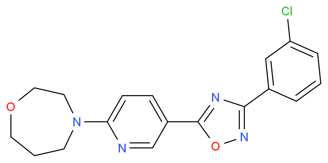 4-{5-[3-(3-chlorophenyl)-1,2,4-oxadiazol-5-yl]-2-pyridinyl}-1,4-oxazepane_分子结构_CAS_)
