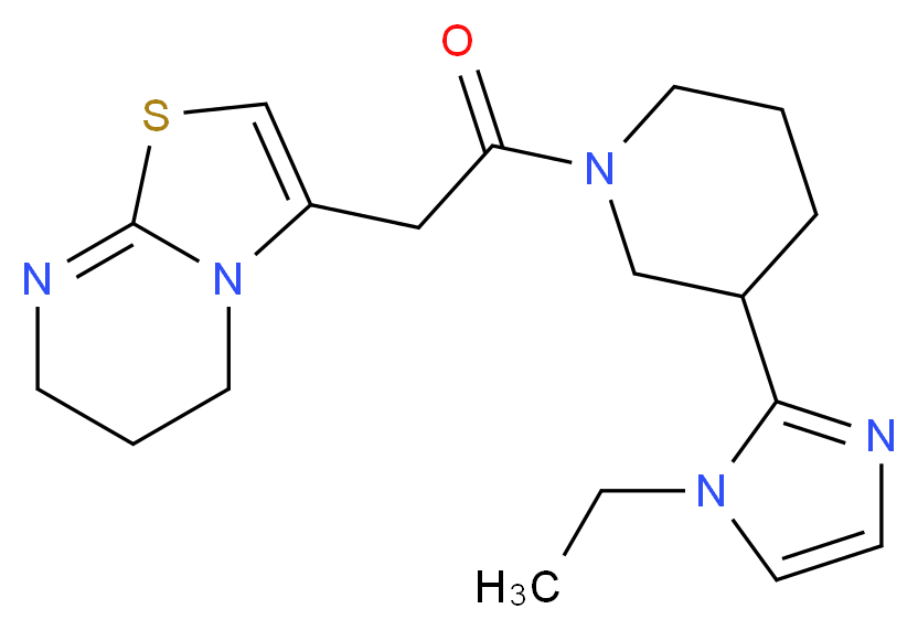 3-{2-[3-(1-ethyl-1H-imidazol-2-yl)-1-piperidinyl]-2-oxoethyl}-6,7-dihydro-5H-[1,3]thiazolo[3,2-a]pyrimidine_分子结构_CAS_)