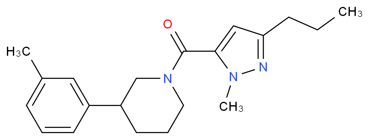 3-(3-methylphenyl)-1-[(1-methyl-3-propyl-1H-pyrazol-5-yl)carbonyl]piperidine_分子结构_CAS_)