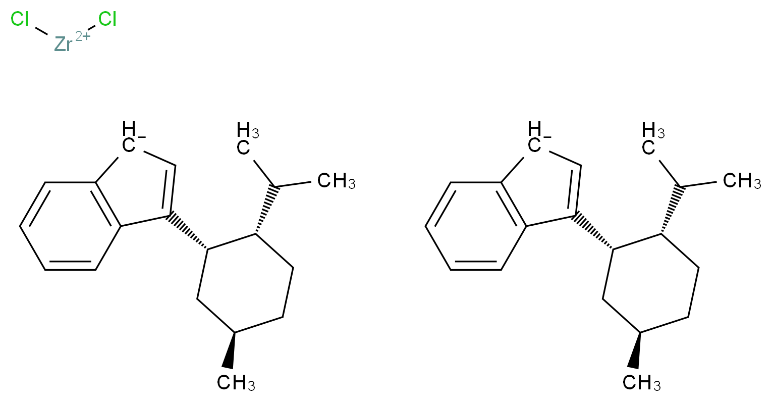 bis(3-[(1S,2S,5R)-5-methyl-2-(propan-2-yl)cyclohexyl]-1H-inden-1-ide); dichlorozirconiumbis(ylium)_分子结构_CAS_148347-88-0