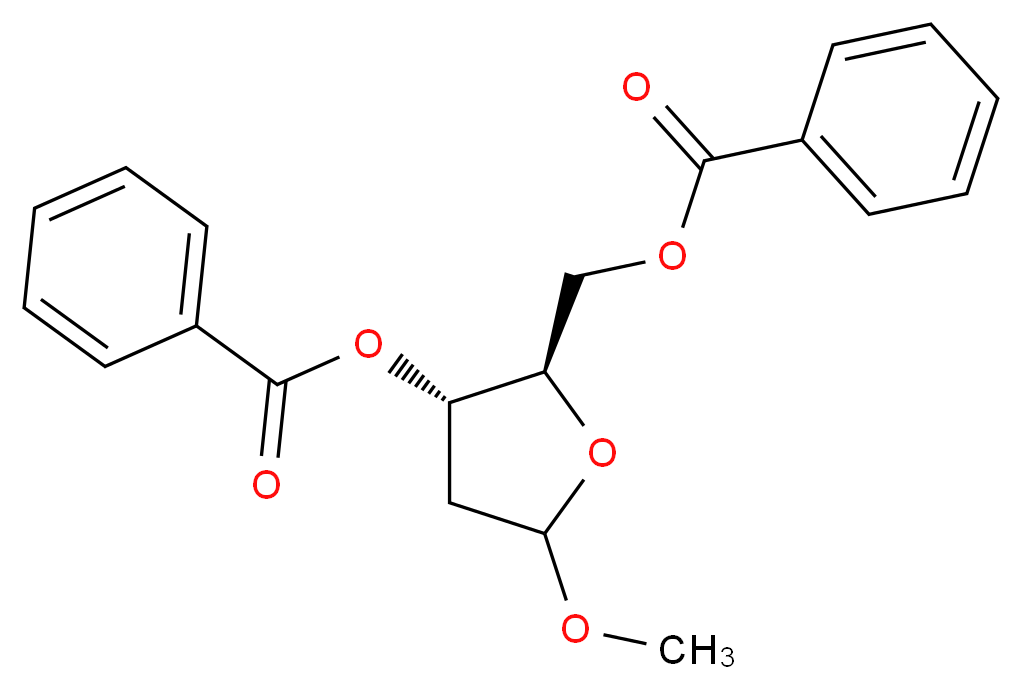 (2R,3S)-2-[(benzoyloxy)methyl]-5-methoxyoxolan-3-yl benzoate_分子结构_CAS_108647-88-7