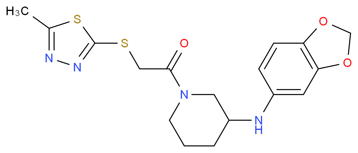 N-1,3-benzodioxol-5-yl-1-{[(5-methyl-1,3,4-thiadiazol-2-yl)thio]acetyl}-3-piperidinamine_分子结构_CAS_)