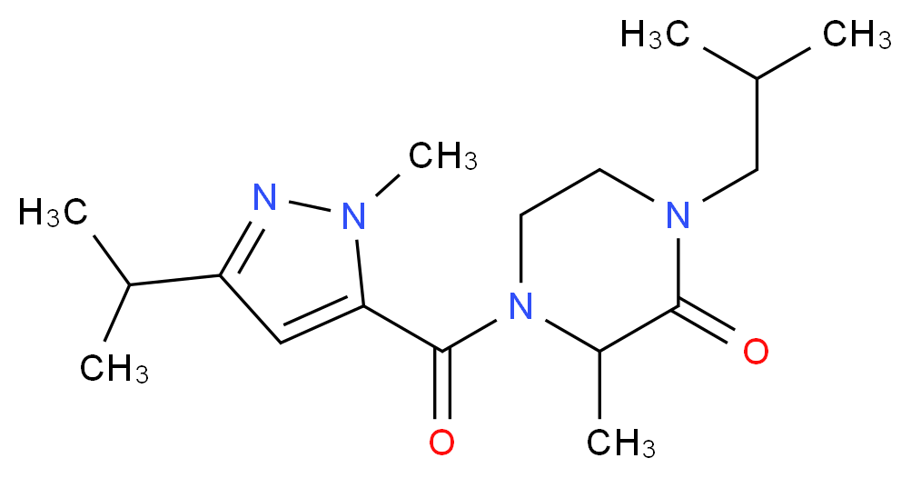 1-isobutyl-4-[(3-isopropyl-1-methyl-1H-pyrazol-5-yl)carbonyl]-3-methyl-2-piperazinone_分子结构_CAS_)