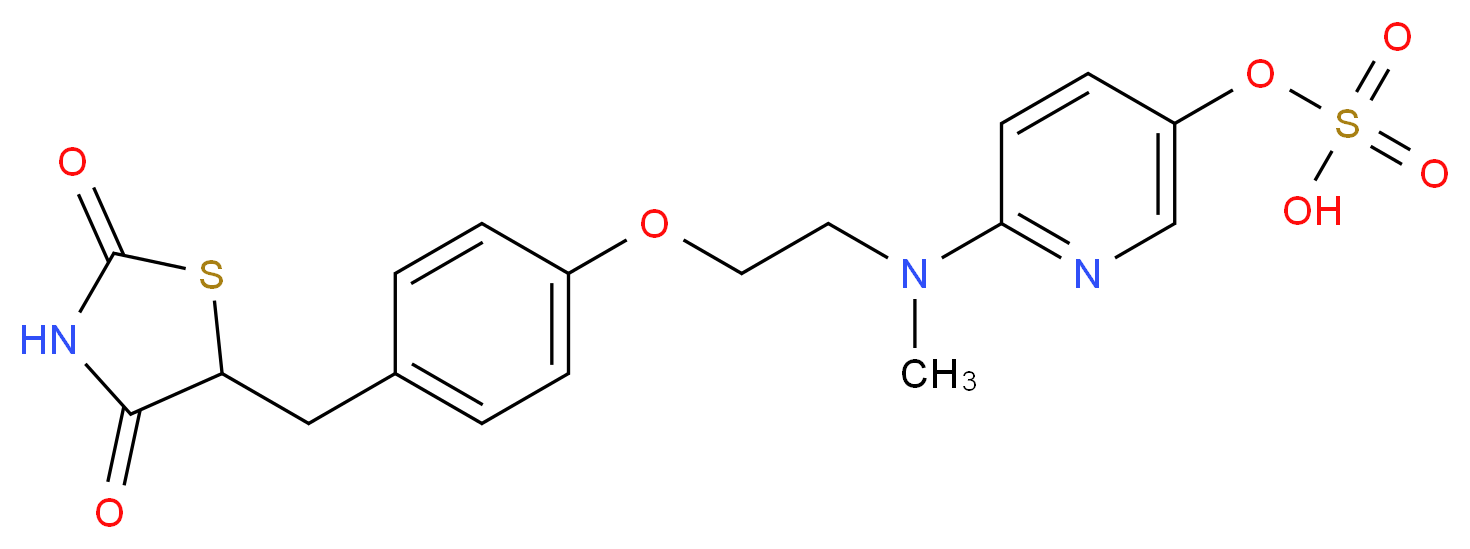 {6-[(2-{4-[(2,4-dioxo-1,3-thiazolidin-5-yl)methyl]phenoxy}ethyl)(methyl)amino]pyridin-3-yl}oxidanesulfonic acid_分子结构_CAS_288853-63-4