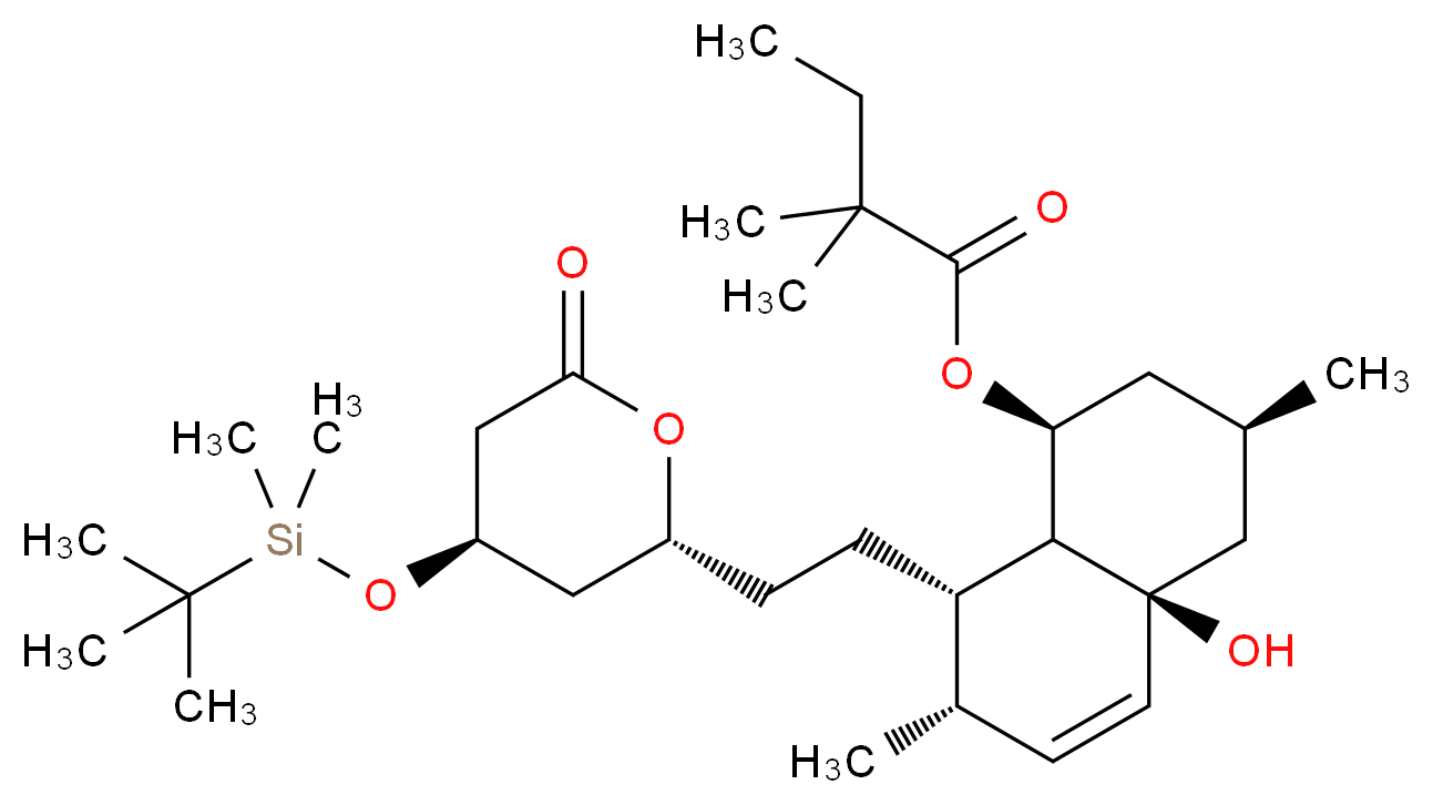 (1S,3R,4aS,7S,8S,8aS)-8-{2-[(2R,4R)-4-[(tert-butyldimethylsilyl)oxy]-6-oxooxan-2-yl]ethyl}-4a-hydroxy-3,7-dimethyl-1,2,3,4,4a,7,8,8a-octahydronaphthalen-1-yl 2,2-dimethylbutanoate_分子结构_CAS_125142-16-7