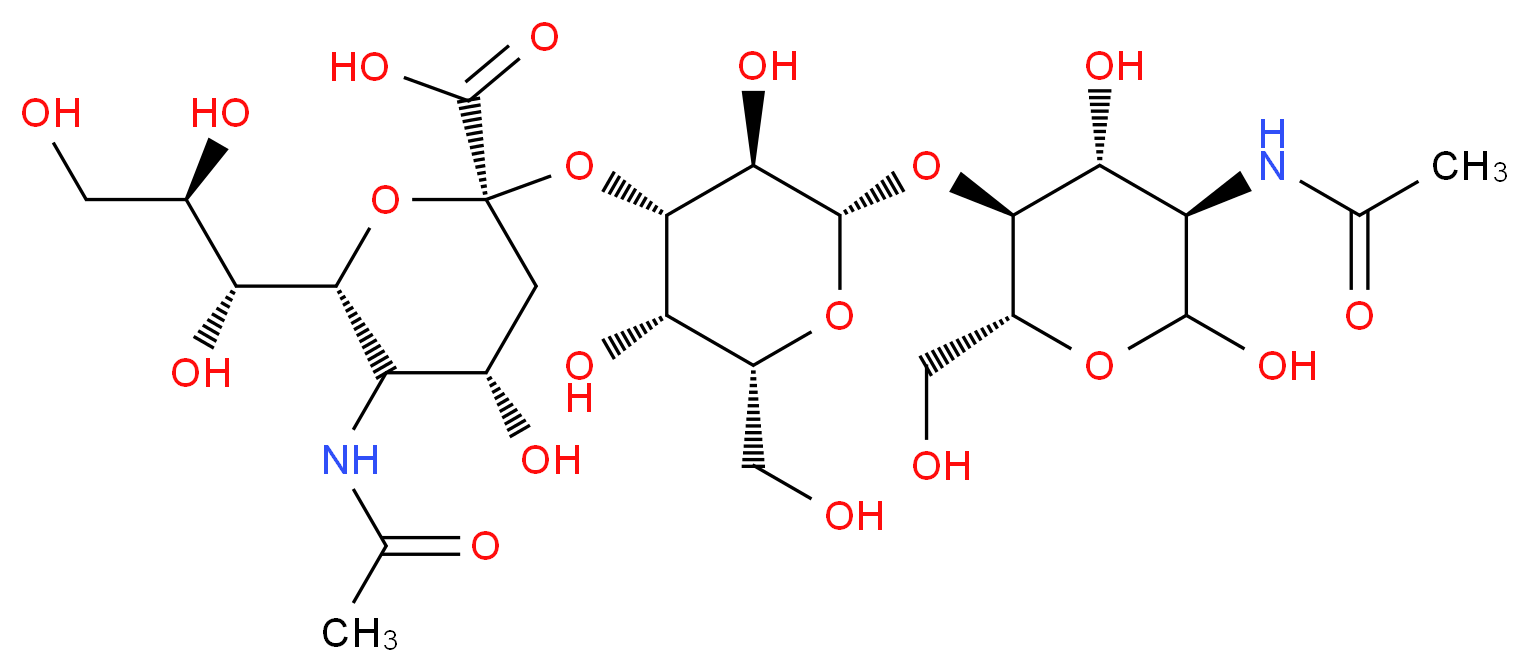 (2R,4S,6R)-5-acetamido-2-{[(2S,3R,4S,5S,6R)-2-{[(2R,3S,4R,5R)-5-acetamido-4,6-dihydroxy-2-(hydroxymethyl)oxan-3-yl]oxy}-3,5-dihydroxy-6-(hydroxymethyl)oxan-4-yl]oxy}-4-hydroxy-6-[(1R,2R)-1,2,3-trihydroxypropyl]oxane-2-carboxylic acid_分子结构_CAS_210418-18-1