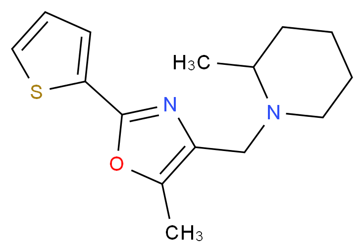 2-methyl-1-{[5-methyl-2-(2-thienyl)-1,3-oxazol-4-yl]methyl}piperidine_分子结构_CAS_)