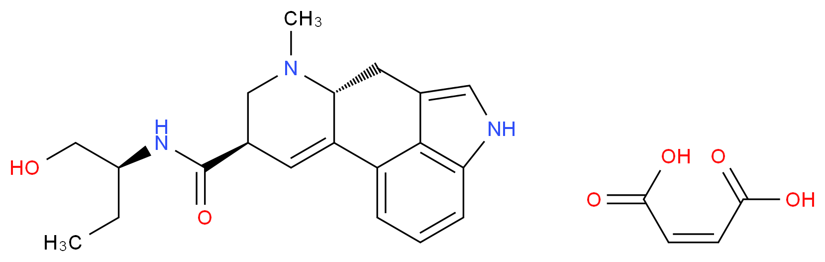 (2Z)-but-2-enedioic acid; (4R,7R)-N-[(2S)-1-hydroxybutan-2-yl]-6-methyl-6,11-diazatetracyclo[7.6.1.0<sup>2</sup>,<sup>7</sup>.0<sup>1</sup><sup>2</sup>,<sup>1</sup><sup>6</sup>]hexadeca-1(15),2,9,12(16),13-pentaene-4-carboxamide_分子结构_CAS_57432-61-8